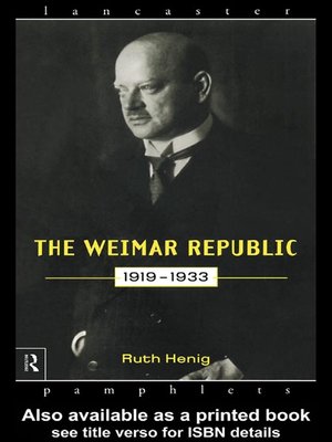 cover image of The Weimar Republic 1919-1933